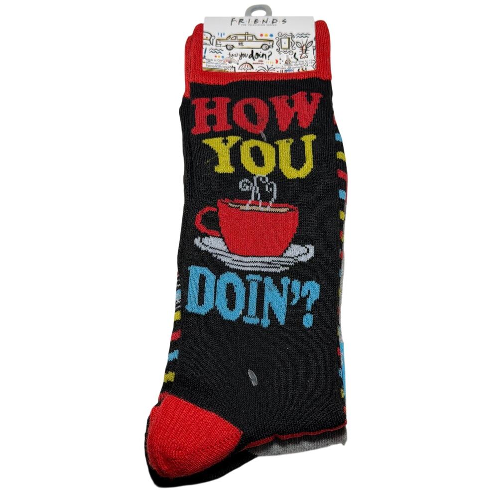 Friends TV Show Series How You Doin Coffee Licensed Crew Socks 2 Pair Size 6-12